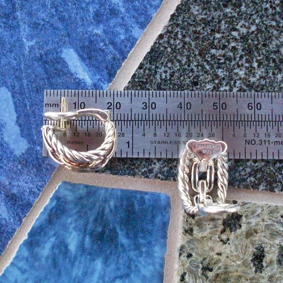 Retired David Wellesley Hoop Earrings - Omega Backs - 18K/925 - Picture 11 of 11